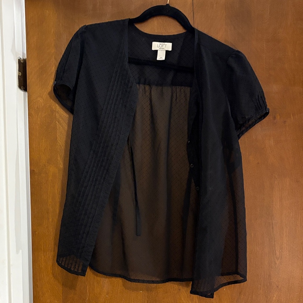 LOFT Elegant Black Sheer Blouse
